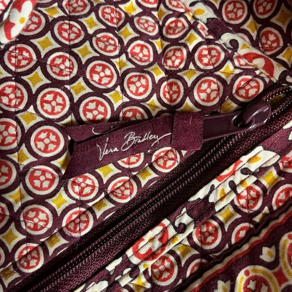 Vera Bradley Symphony in Red Quilted Cotton Tote Bag Burgundy Medallion USA Made